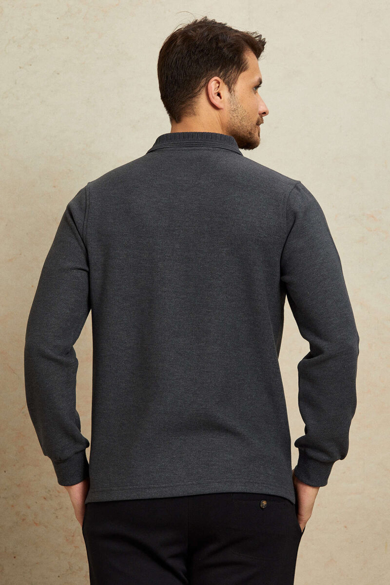 Khaki Cotton Polo Sweatshirt - 6