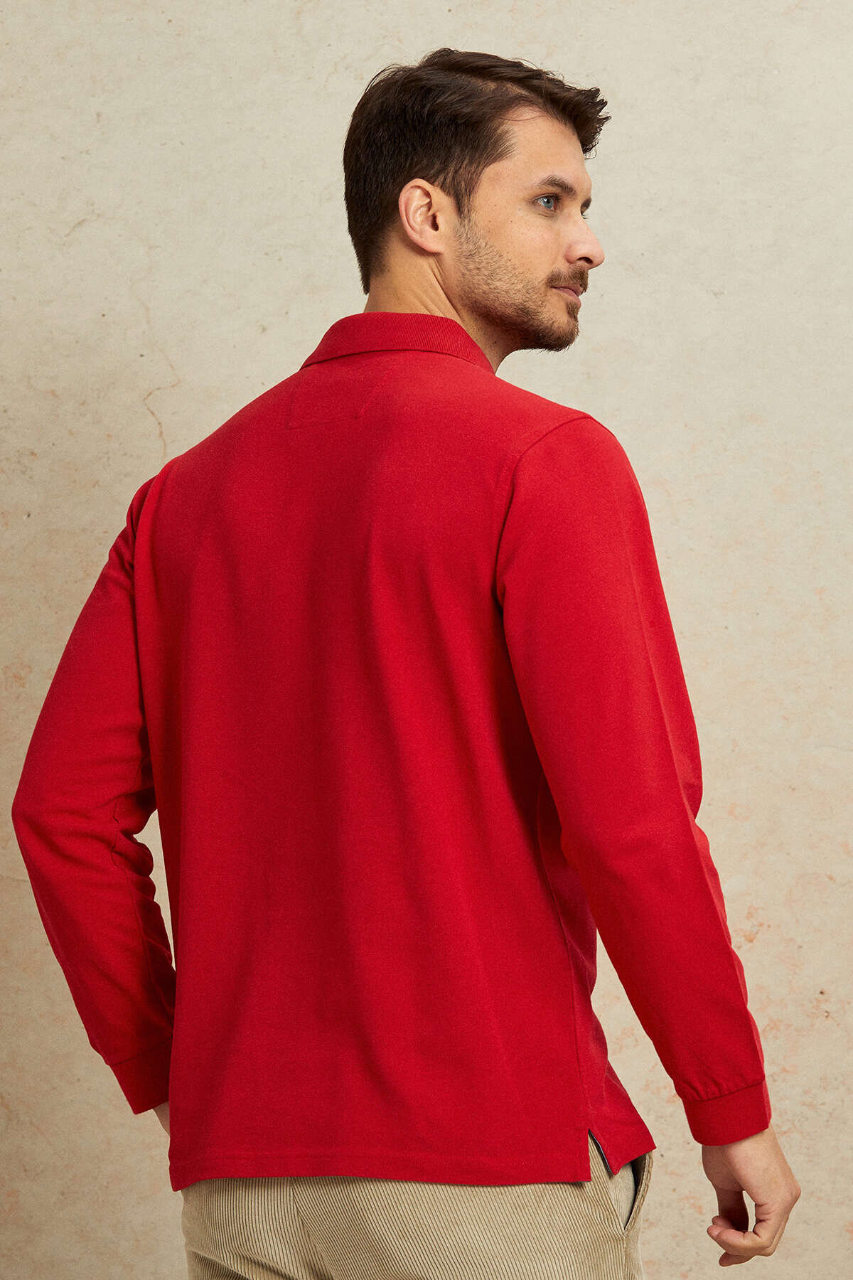 Kırmızı %100 Pamuk Polo Sweatshirt - 6