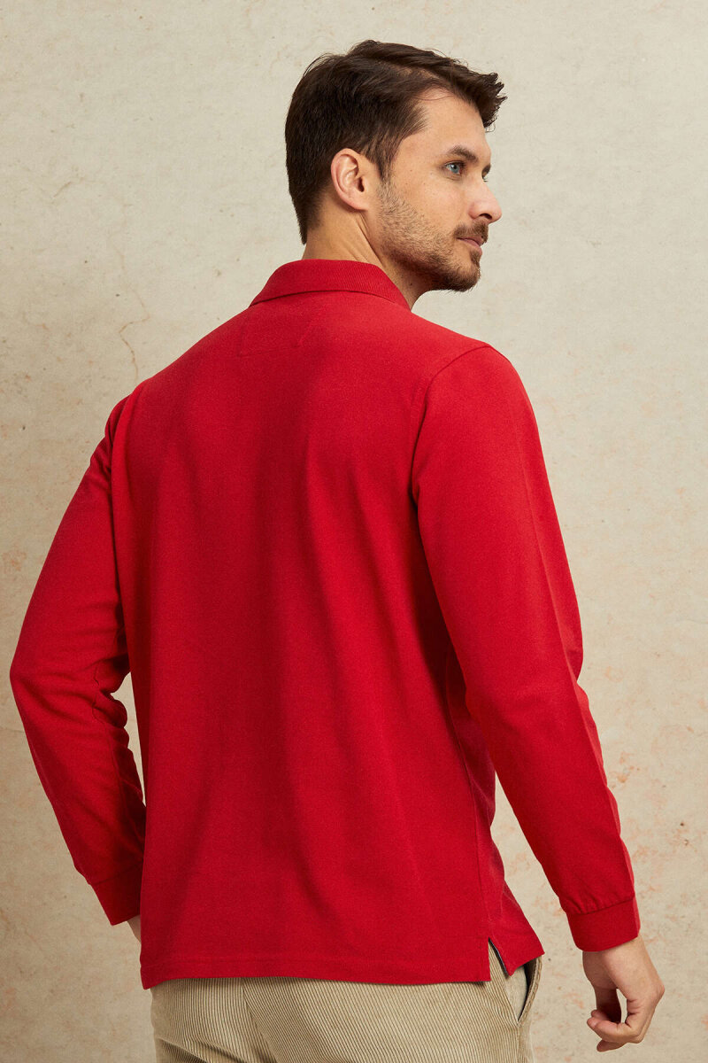 Kırmızı %100 Pamuk Polo Sweatshirt - 6