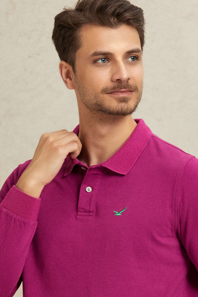 Pembe %100 Pamuk Polo Sweatshirt (1)