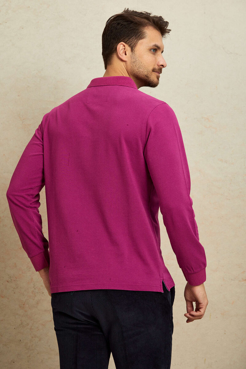 Pembe %100 Pamuk Polo Sweatshirt - 7