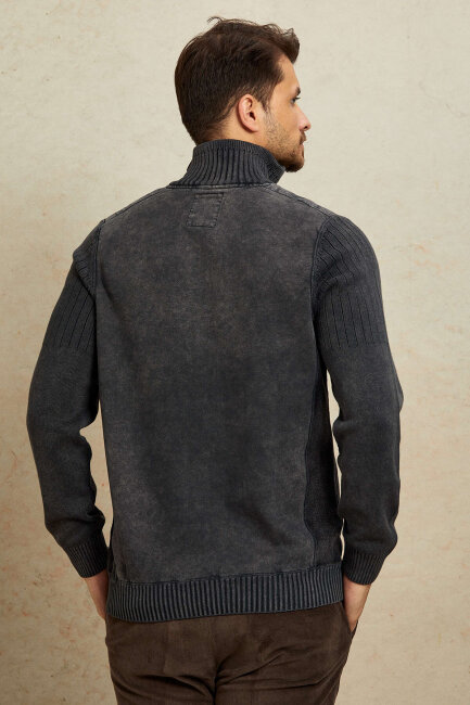 Anthracite 100% Cotton Half-Zip Sweater - 7