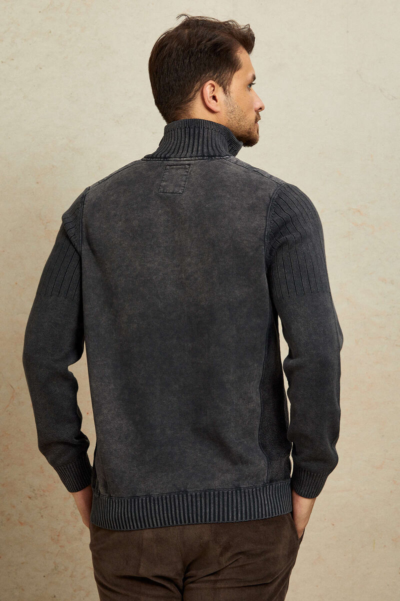 Anthracite 100% Cotton Half-Zip Sweater - 7