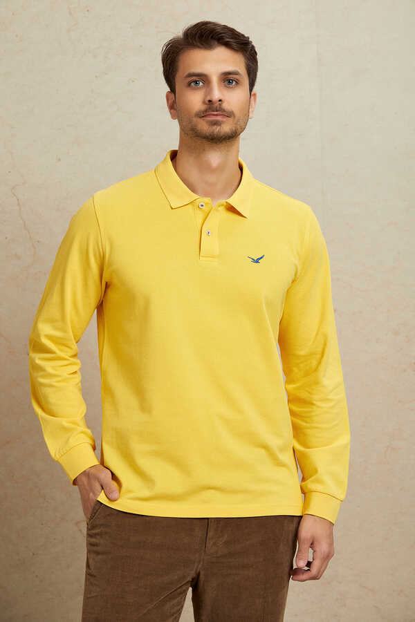 Sarı Polo %100 Pamuk Sweatshirt