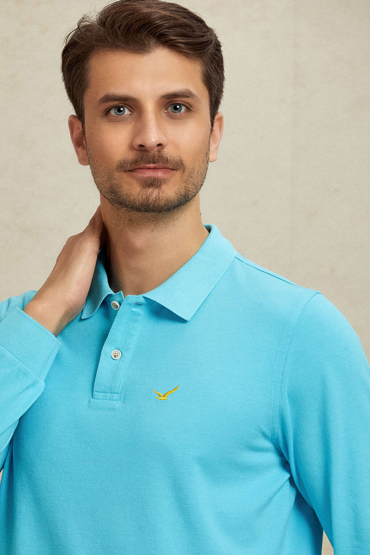 Turkuaz %100 Pamuk Polo Sweatshirt - 2