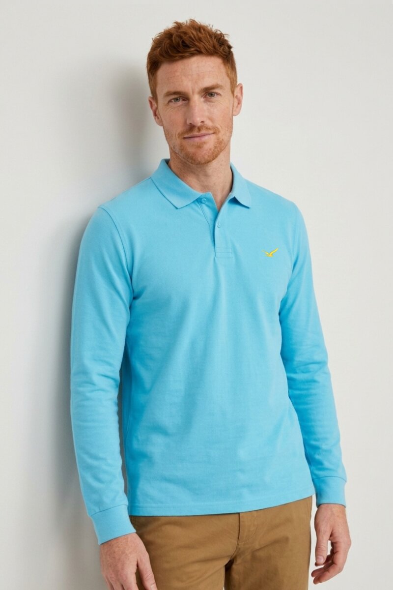 Turkuaz %100 Pamuk Polo Sweatshirt