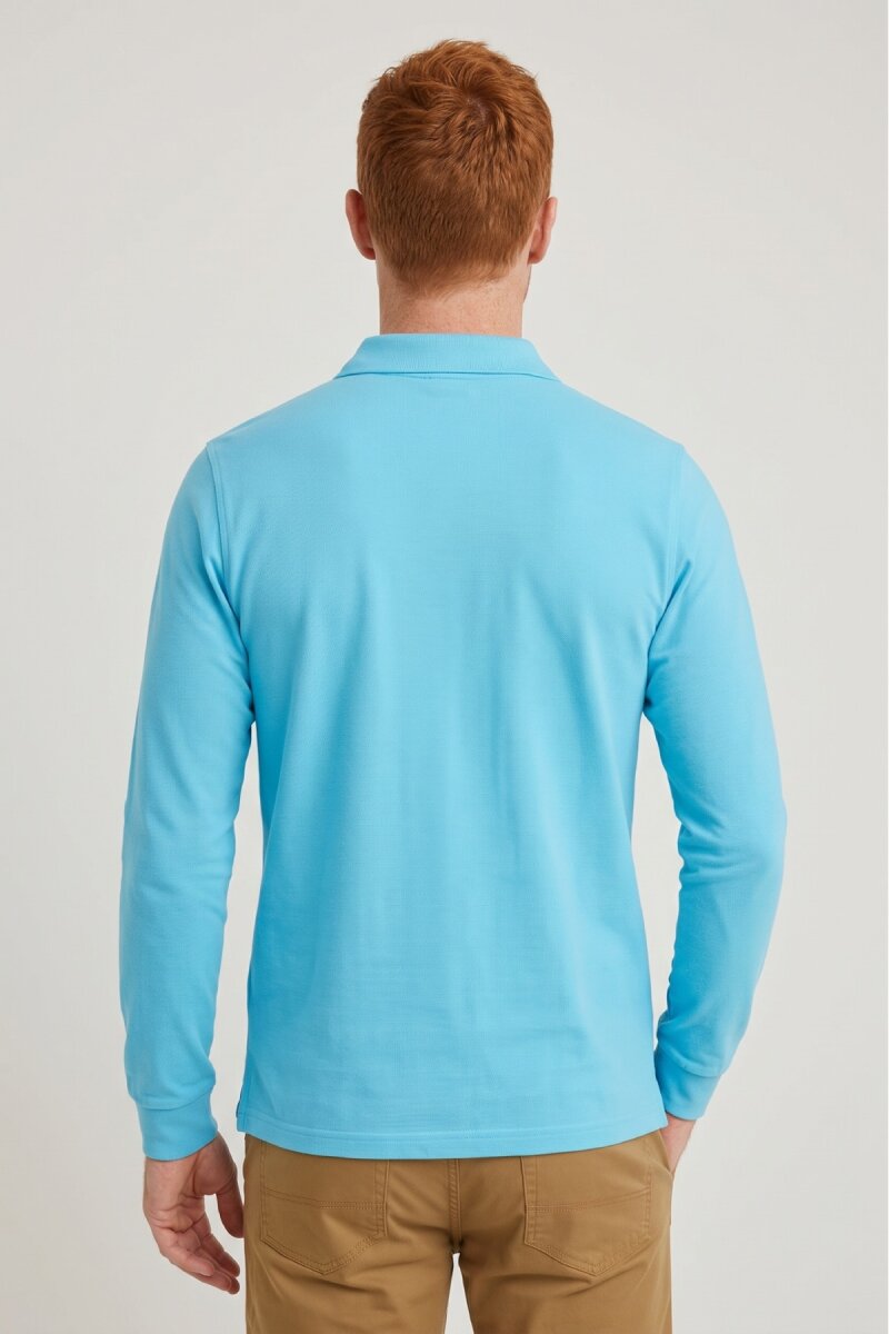 Turkuaz %100 Pamuk Polo Sweatshirt - 4