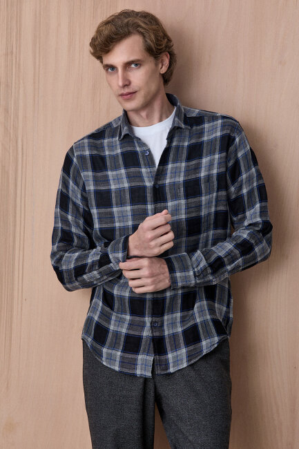 Lacivert %100 Pamuk Gömlek - 5