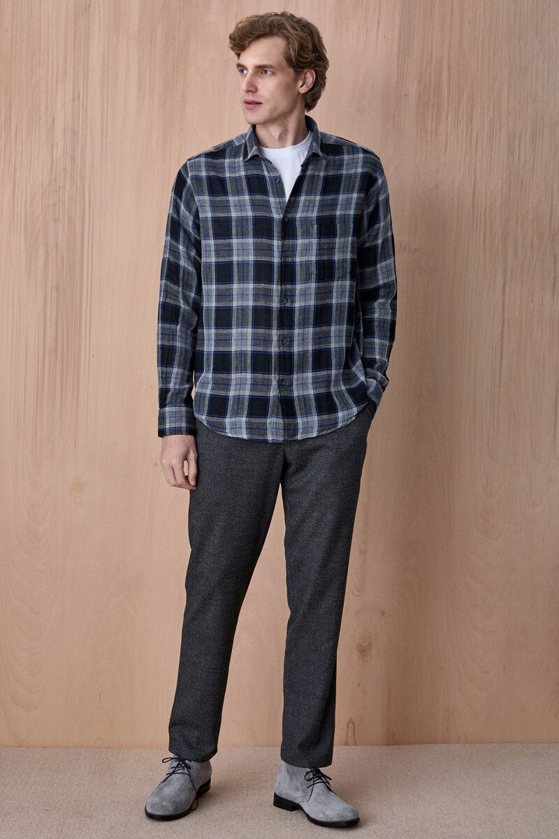 Lacivert %100 Pamuk Gömlek - 3