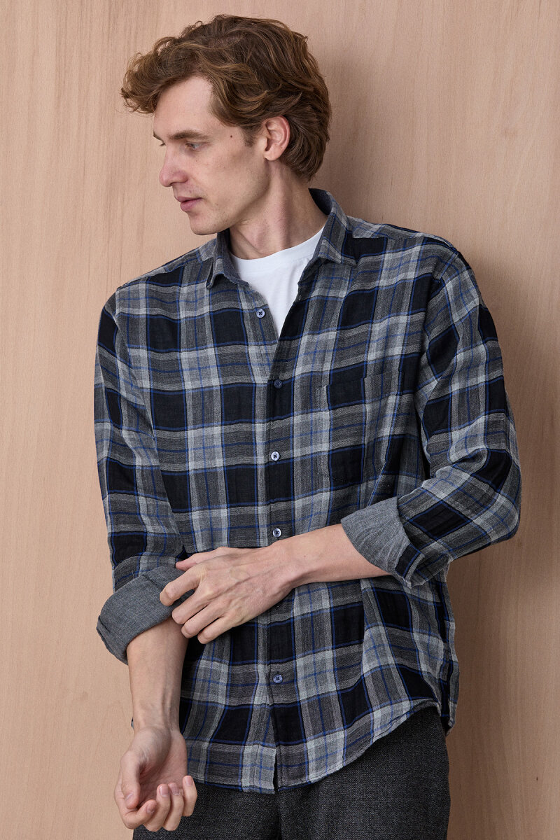 Lacivert %100 Pamuk Gömlek - 4