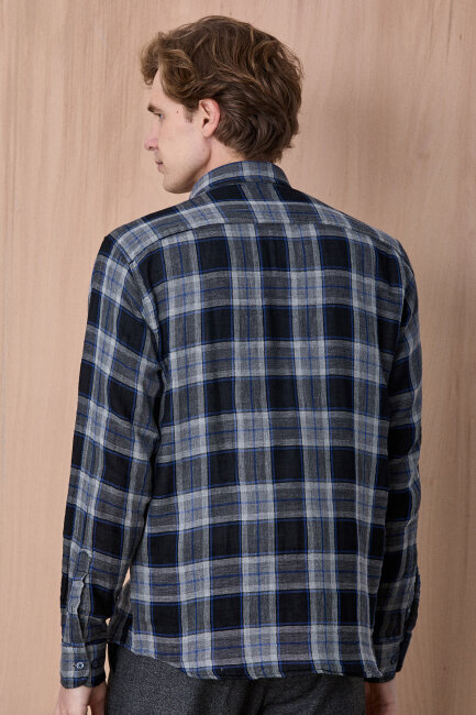 Lacivert %100 Pamuk Gömlek - 6