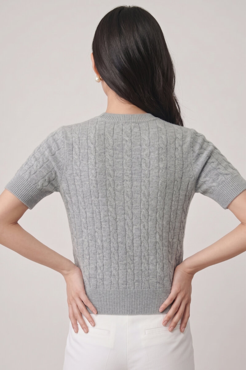 Gri %100 Pamuk Düğmeli Triko Hırka - 4