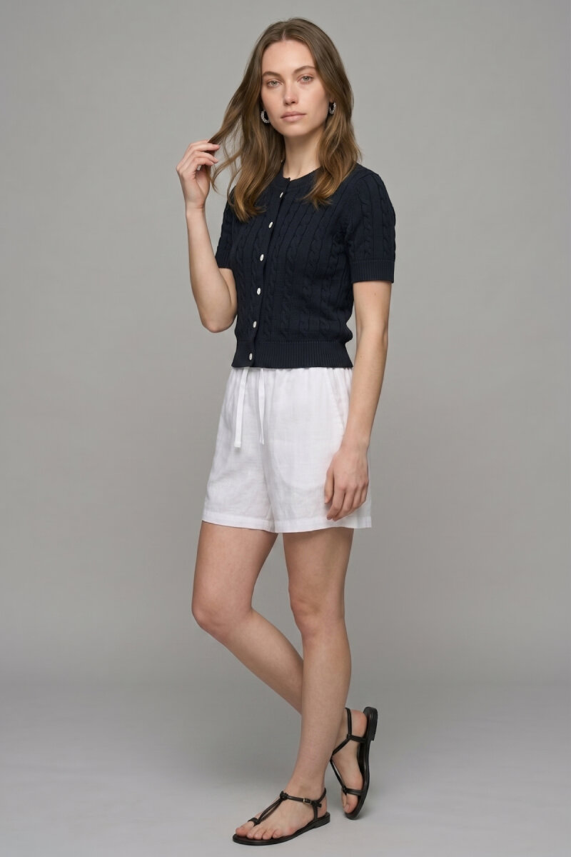 Lacivert %100 Pamuk Düğmeli Triko Hırka - 2