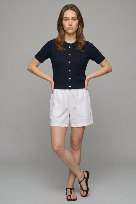 Lacivert %100 Pamuk Düğmeli Triko Hırka - 4