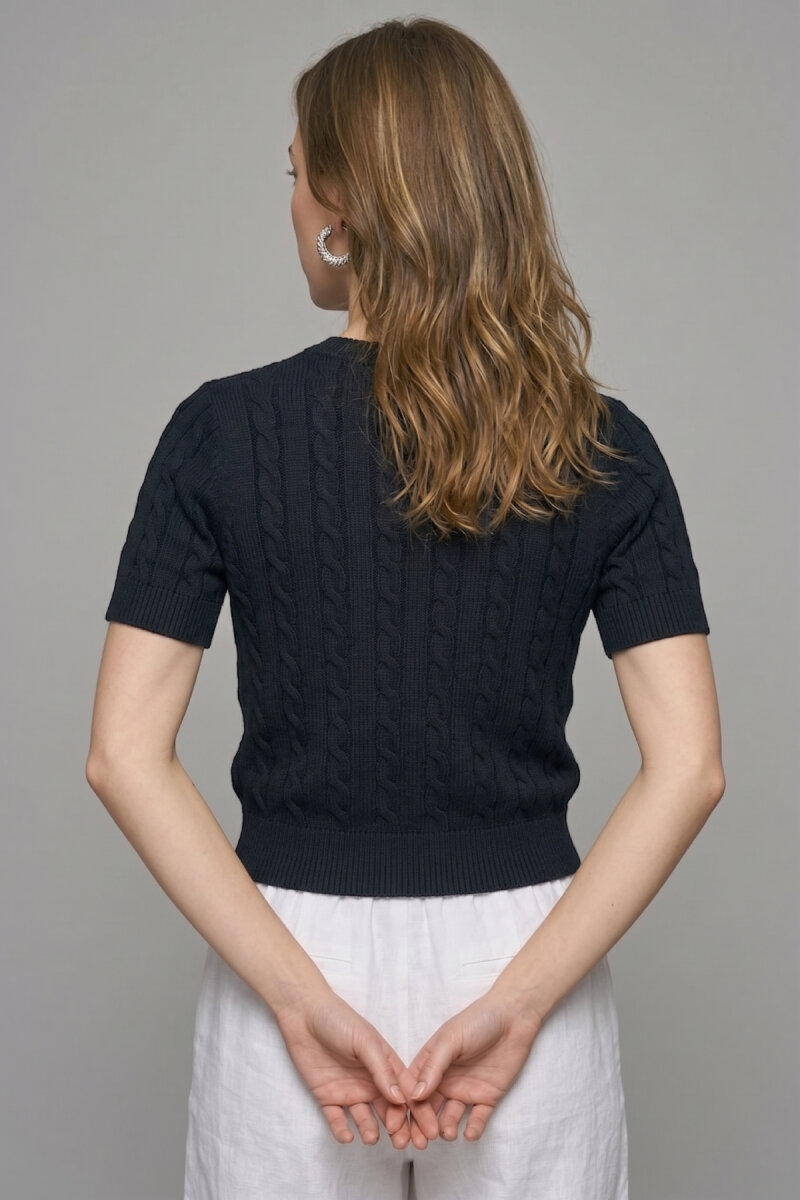 Lacivert %100 Pamuk Düğmeli Triko Hırka - 5