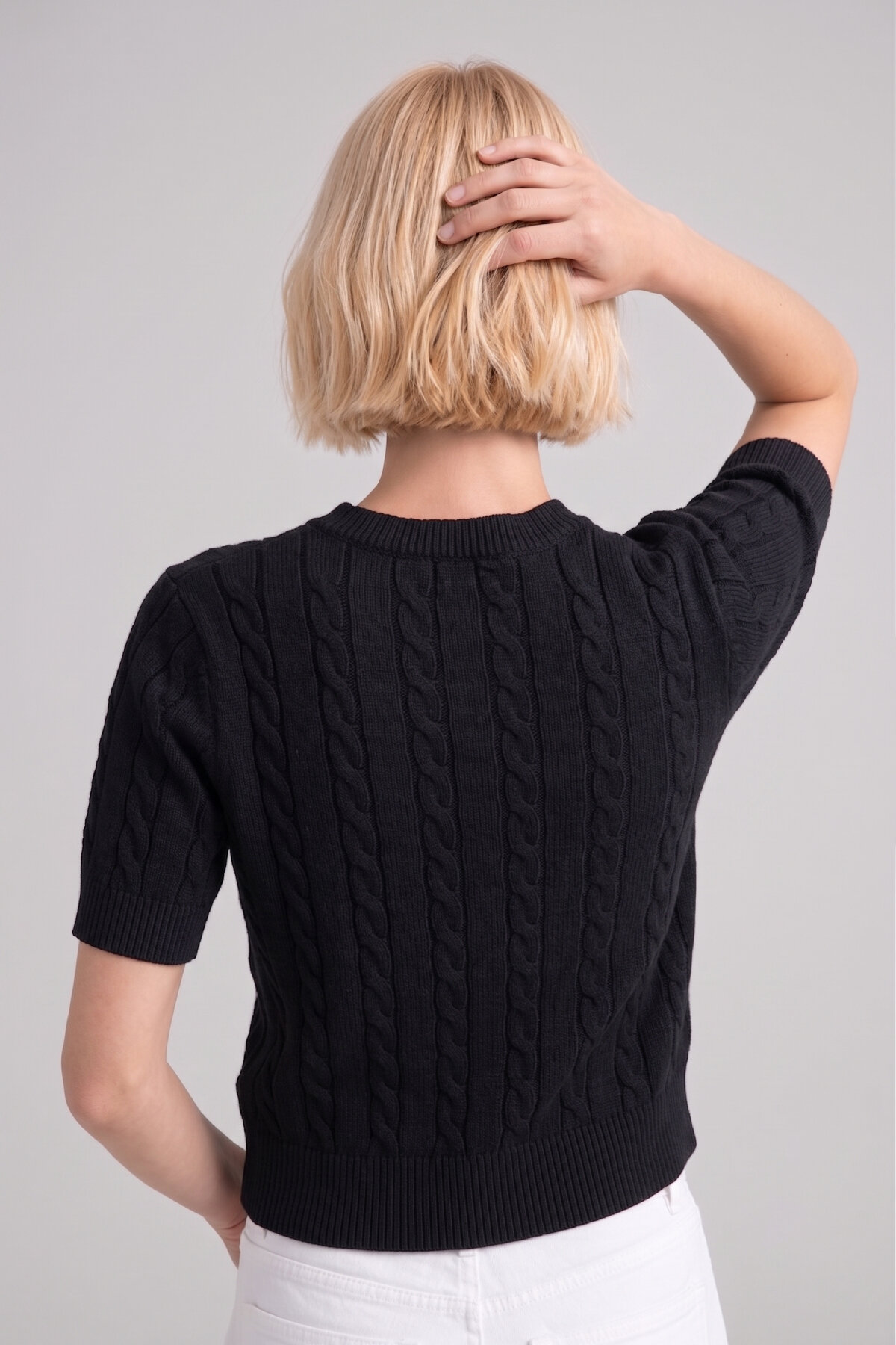 Siyah %100 Pamuk Düğmeli Triko Hırka - 5