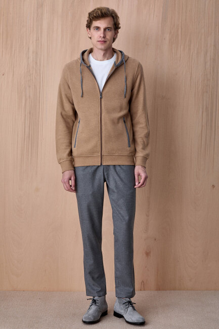 Açık Bej Pamuklu Sweatshirt - 3