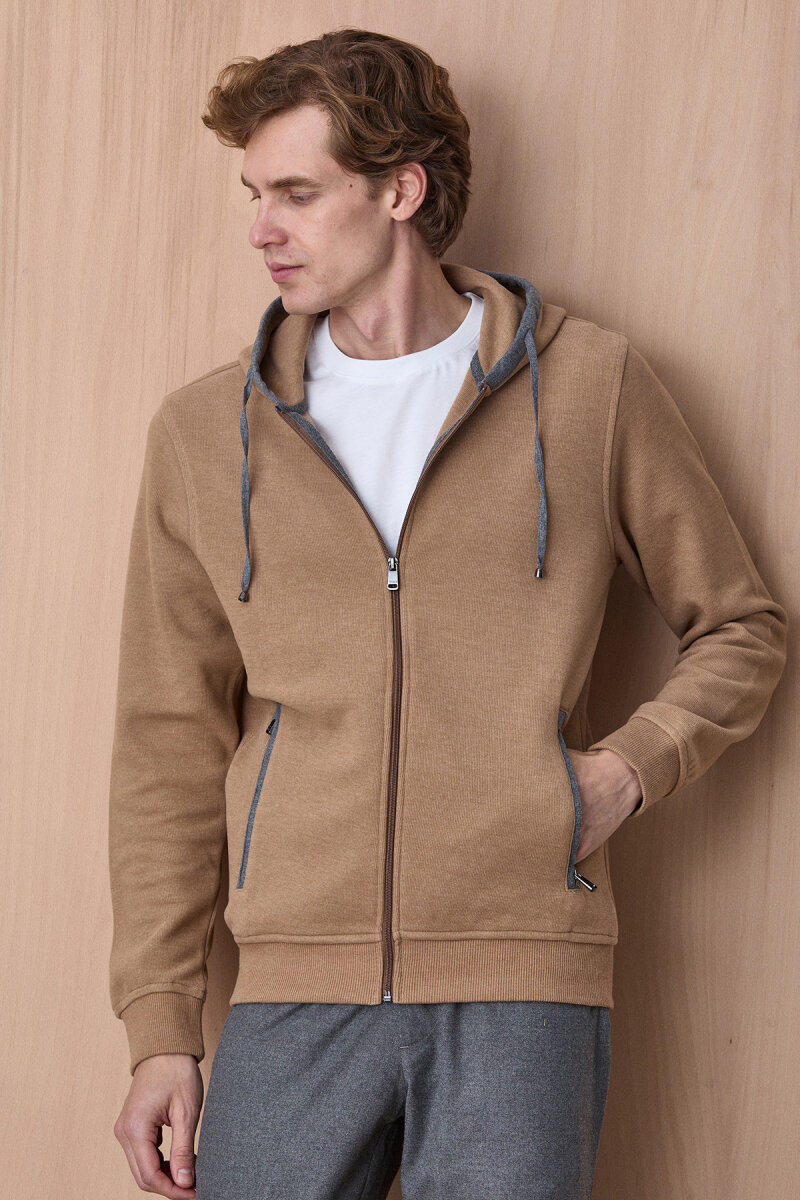 Açık Bej Pamuklu Sweatshirt - 4