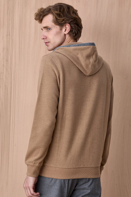 Açık Bej Pamuklu Sweatshirt - 6