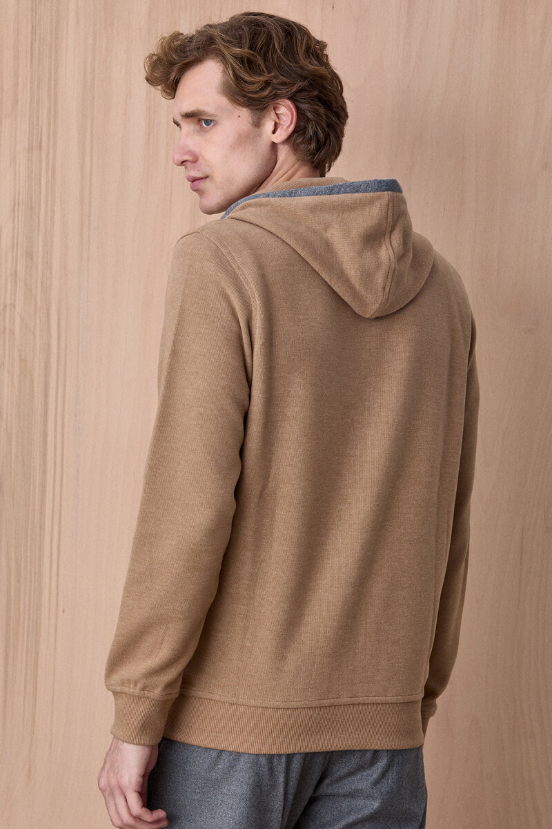 Açık Bej Pamuklu Sweatshirt - 6