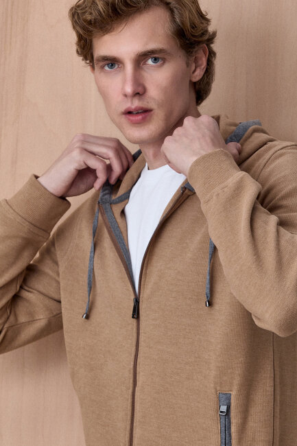 Açık Bej Pamuklu Sweatshirt (1)