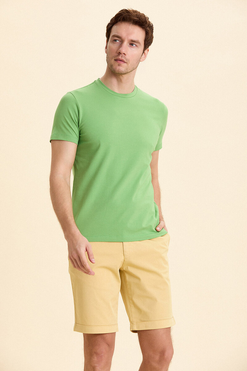 Green Cotton Basic T-shirt - 3