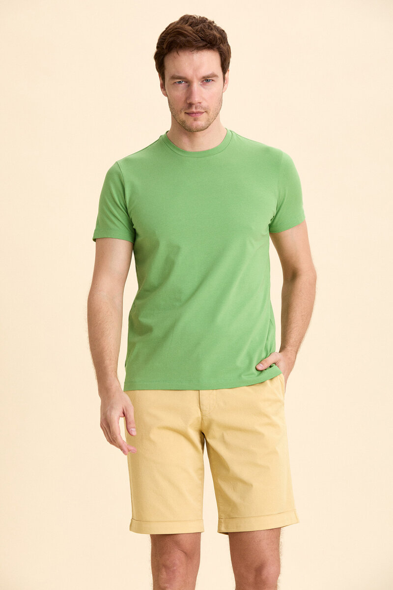 Green Cotton Basic T-shirt - 4
