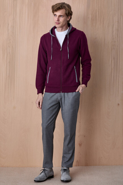 Bordo Pamuklu Sweatshirt - 3