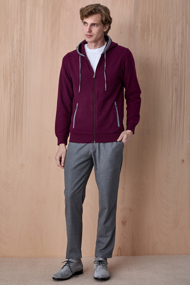 Bordo Pamuklu Sweatshirt - 3