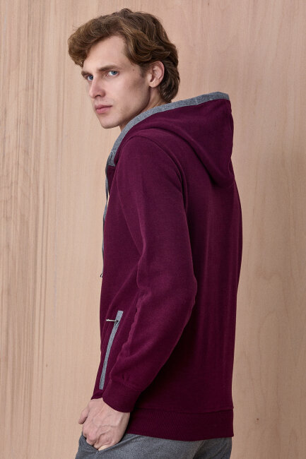 Bordo Pamuklu Sweatshirt - 6