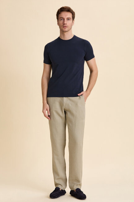 Navy Blue Cotton Basic T-shirt - 2