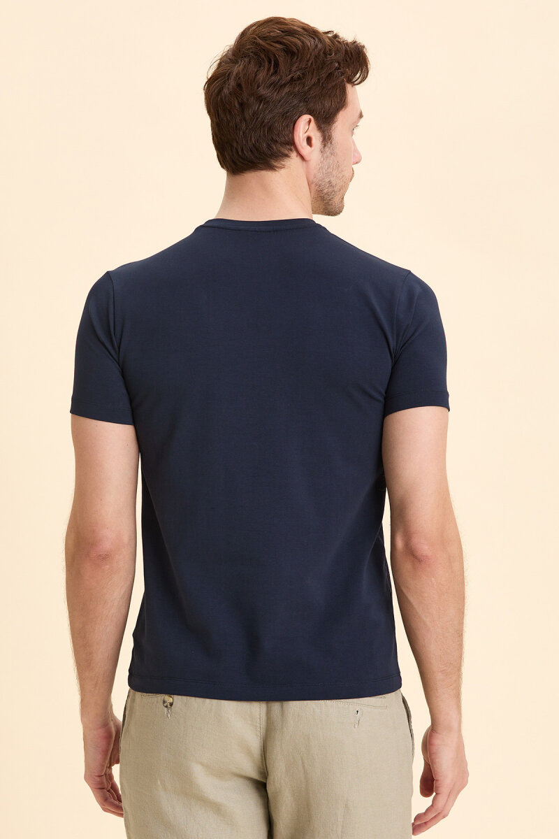 Navy Blue Cotton Basic T-shirt - 6