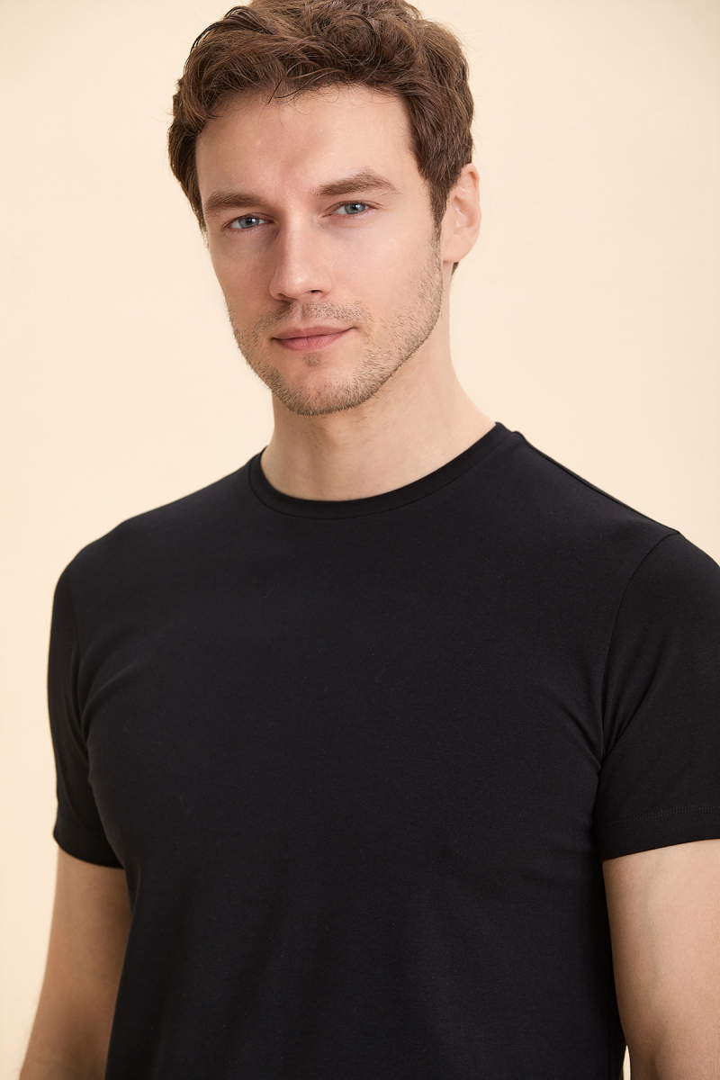 Black Cotton Basic T-shirt - 1