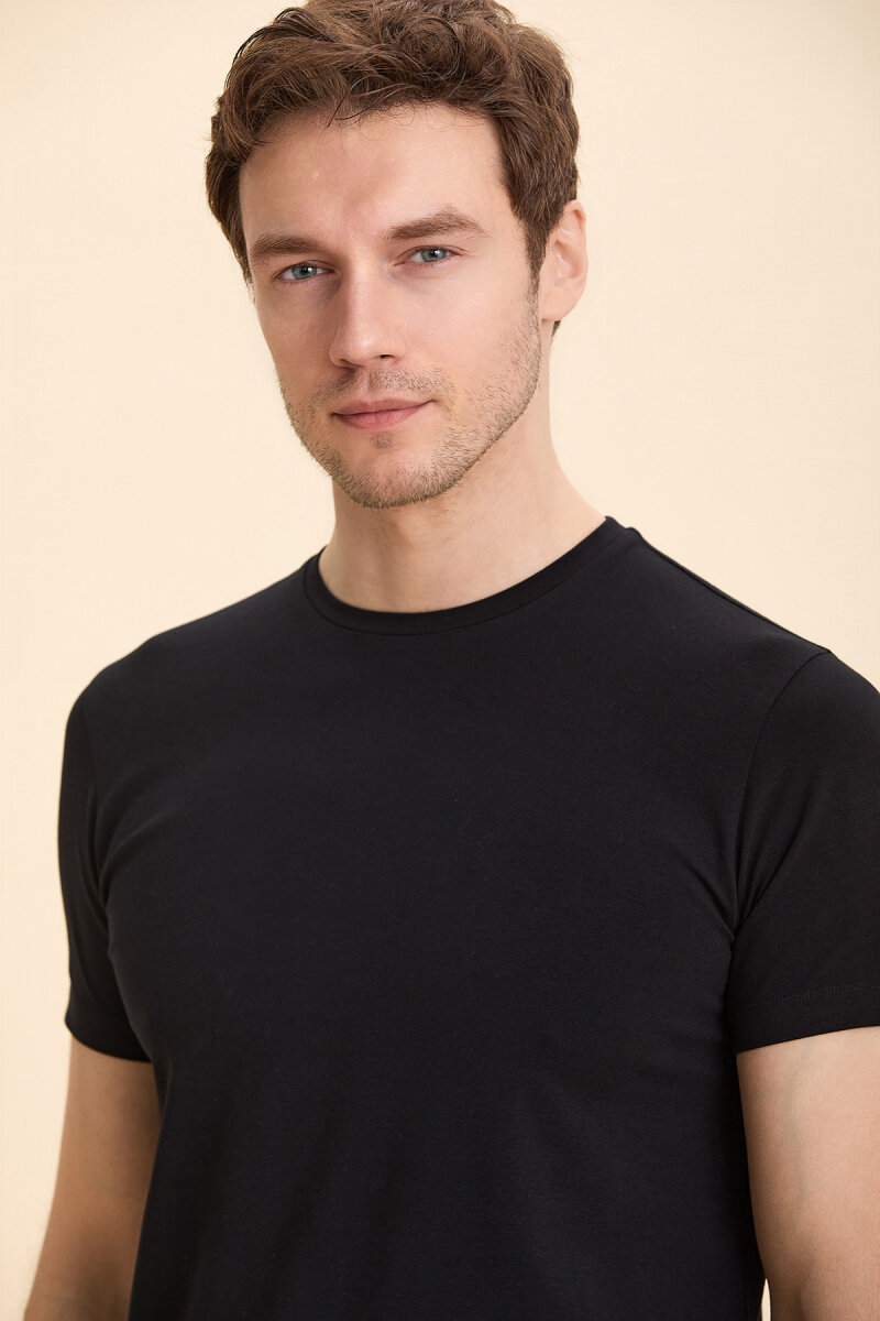 Black Cotton Basic T-shirt