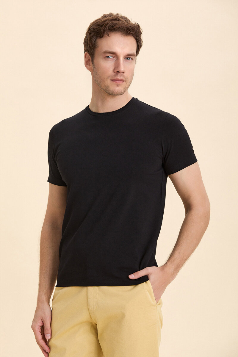 Black Cotton Basic T-shirt (1)