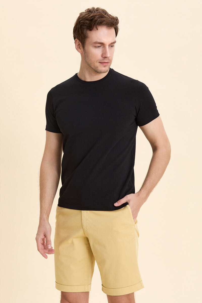 Black Cotton Basic T-shirt - 4