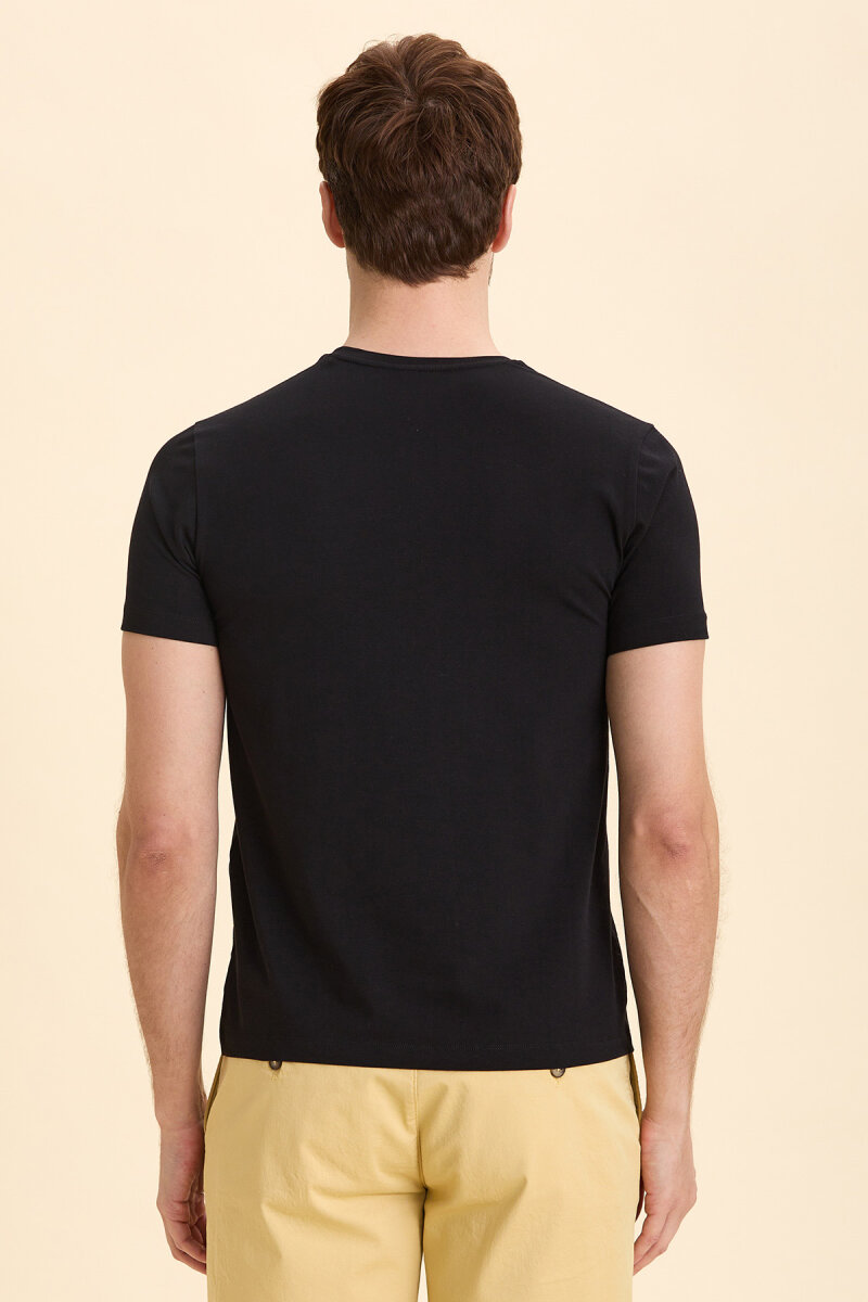 Black Cotton Basic T-shirt - 6