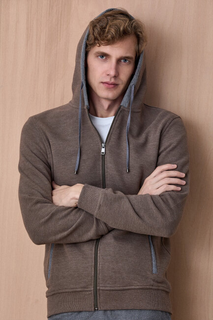 Koyu Bej Pamuklu Sweatshirt - 2