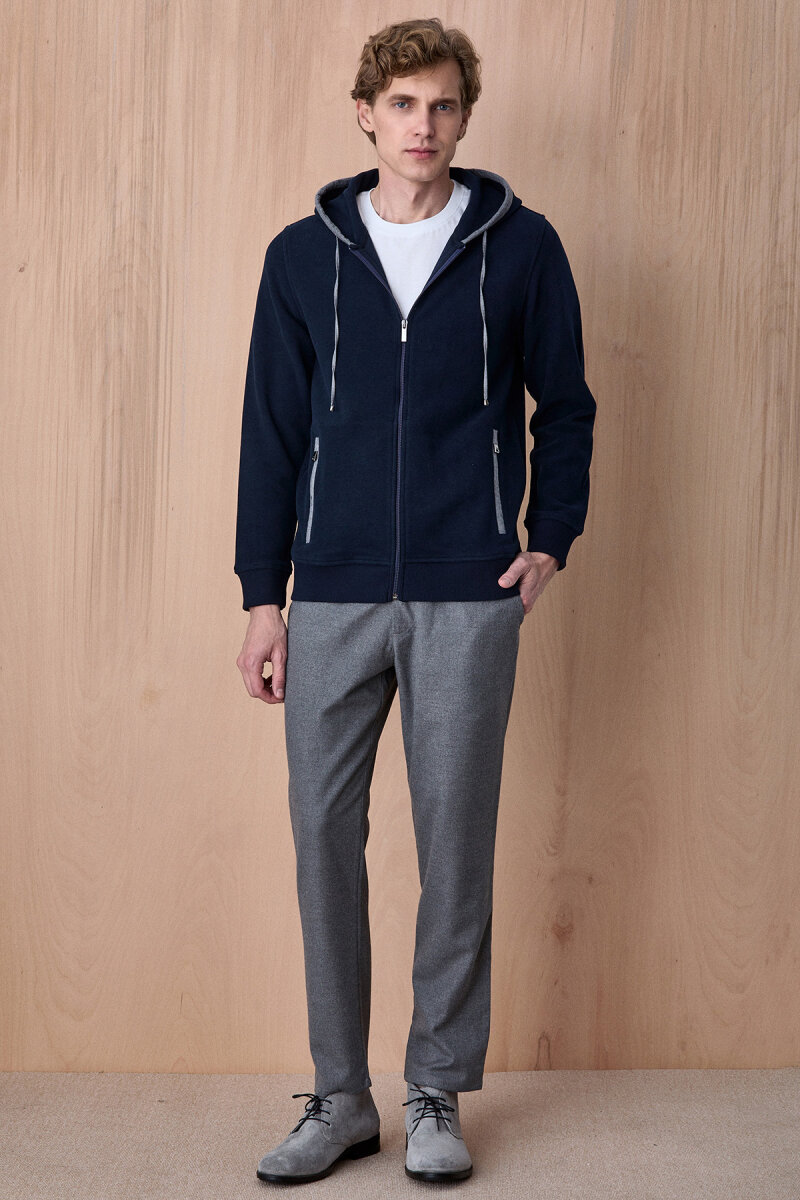 Lacivert Pamuklu Sweatshirt - 3