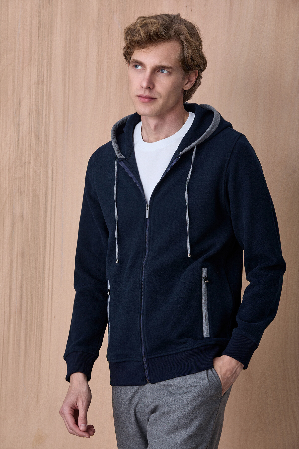 Lacivert Pamuklu Sweatshirt - 5