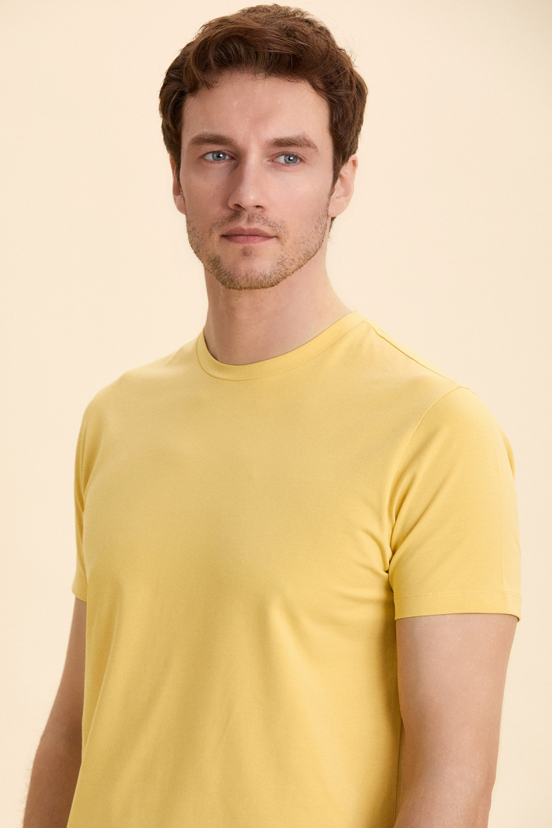 Yellow Cotton Basic T-shirt - 1