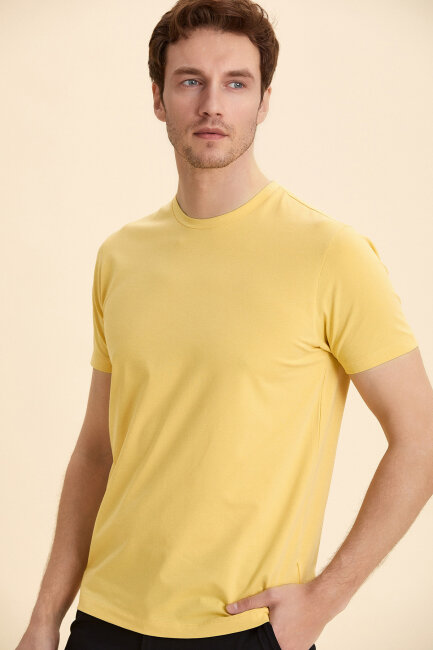 Yellow Cotton Basic T-shirt