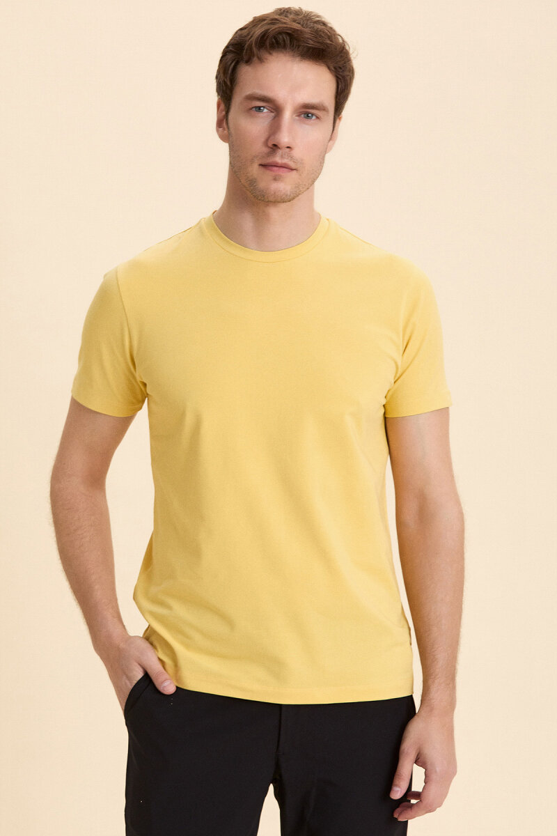 Yellow Cotton Basic T-shirt (1)