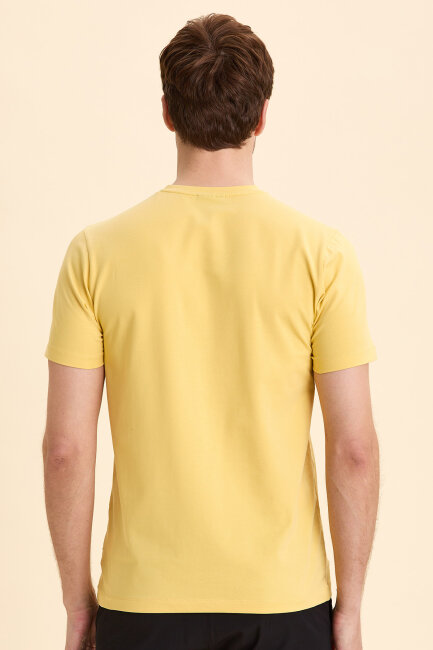 Yellow Cotton Basic T-shirt - 3