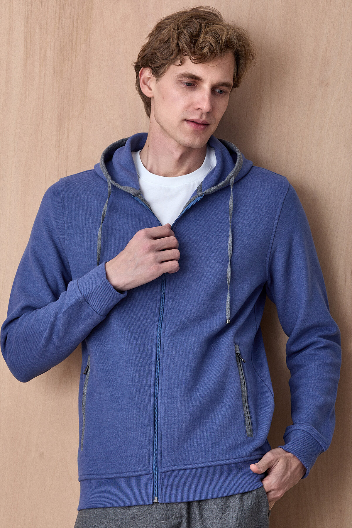 Mavi Pamuklu Sweatshirt - 1