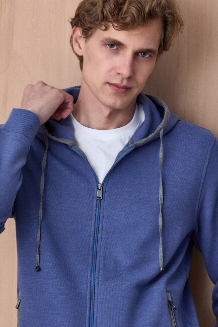 Mavi Pamuklu Sweatshirt - 2