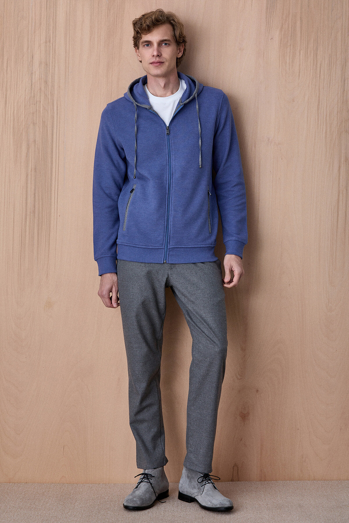 Mavi Pamuklu Sweatshirt - 3