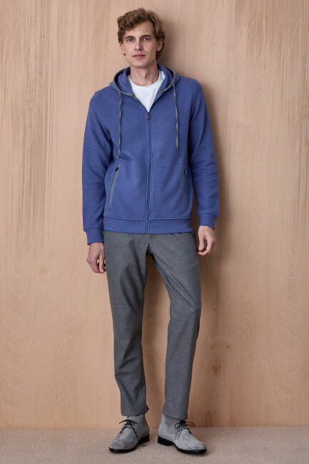 Mavi Pamuklu Sweatshirt - 3