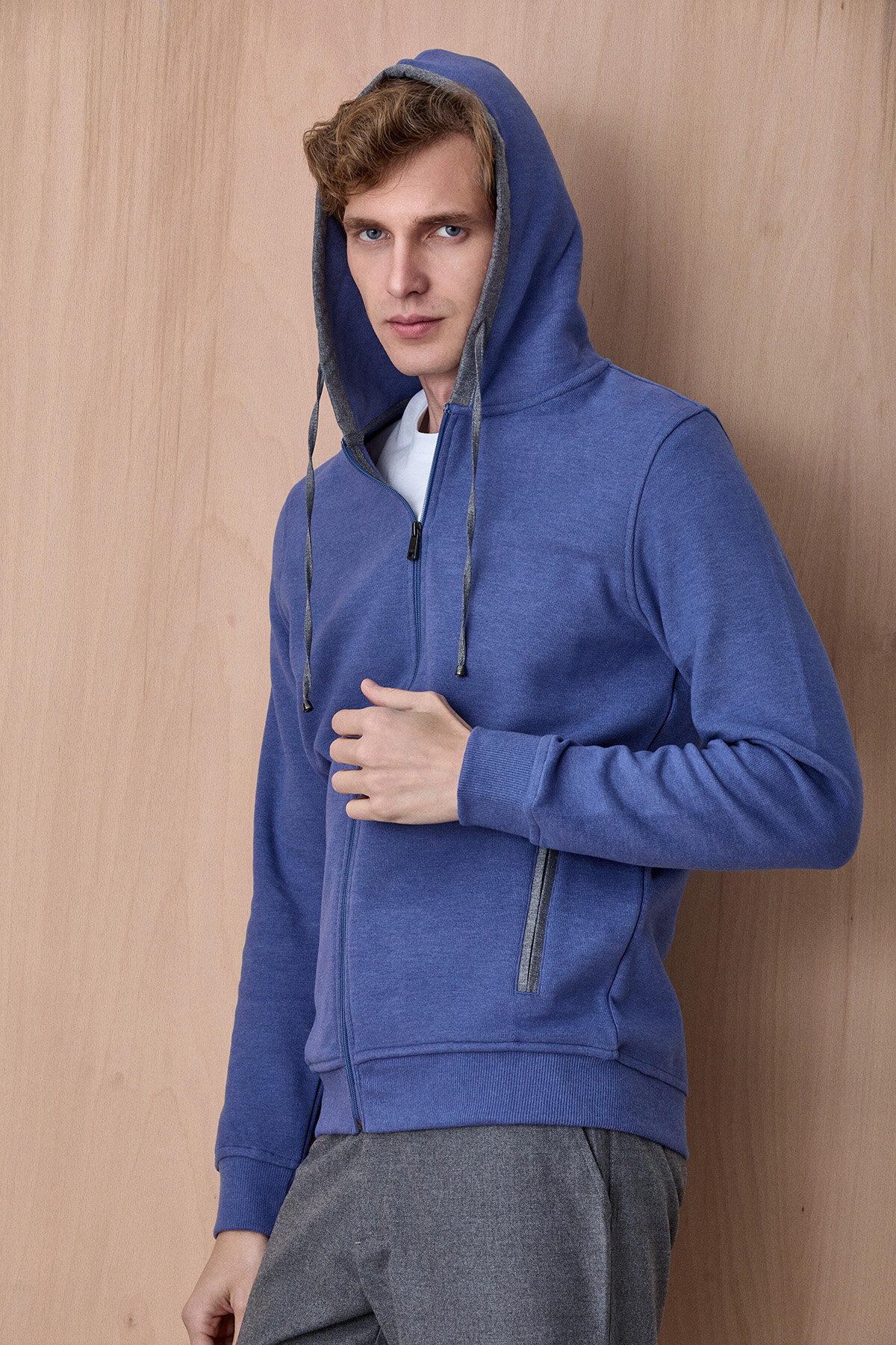 Mavi Pamuklu Sweatshirt - 4