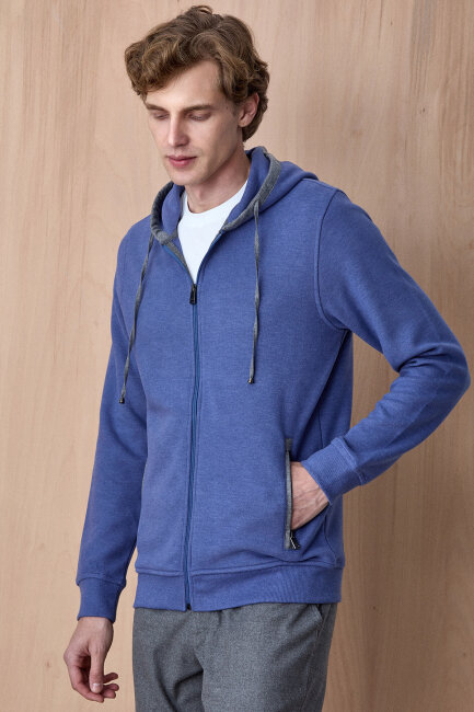 Mavi Pamuklu Sweatshirt - 5